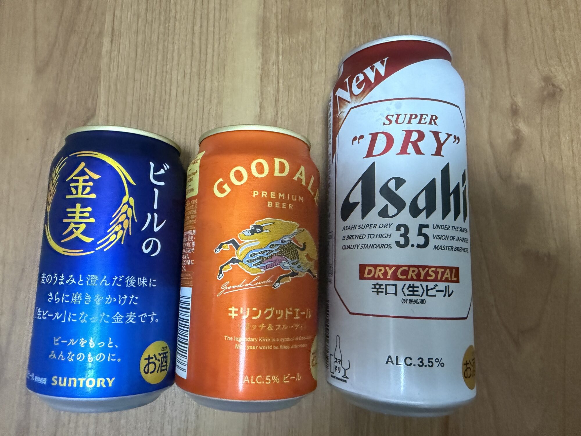 最近の交換例:ビール(サントリー ビールの金麦、キリン グッドエール、アサヒ スーパードライ ドライクリスタル)